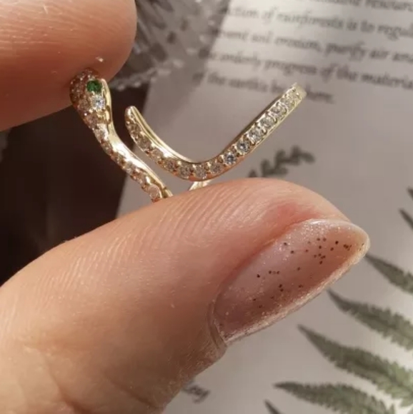 Snake Serpent 925 Sterling Silver Wrap Ring Zircon Resize - Picture 10 of 10